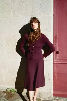 Юбка миди однотяжной трикотажной платья ZARA, цвет Wine