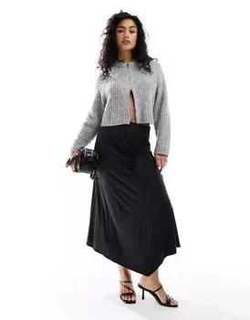 Юбка миди & Other Stories из эластичного трикотажа черного цвета с асимметричной драпированной деталью