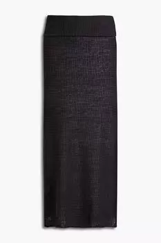 Юбка миди открытой вязки из льна ONIA, черный
