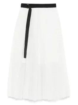 Юбка миди плиссе sacai, белый