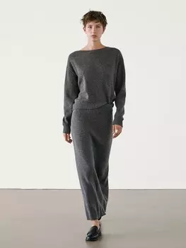 Юбка миди прямого кроя Massimo Dutti, серый