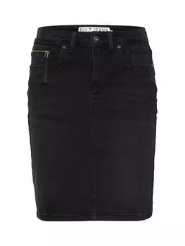 Юбка миди PULZ Jeans Skirt Karolina, черный деним