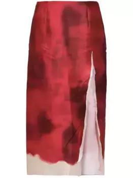 Юбка миди с абстрактным принтом Prada, красный