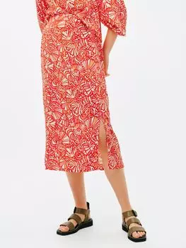 Юбка миди с абстрактным узором John Lewis Anyday оранжевая