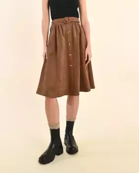 Юбка миди с эффектом замши Molly Bracken, темно-коричневый