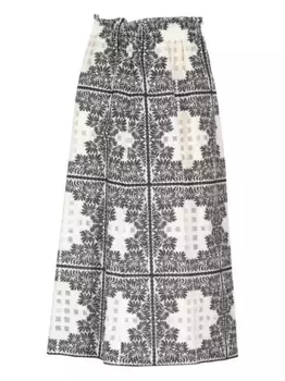 Юбка миди с эластичным поясом и цветочным узором PT Torino, нейтральный