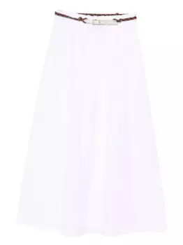 Юбка миди с эластичным поясом MIU MIU, белый