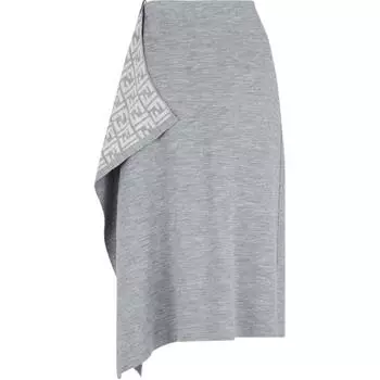 Юбка миди с асимметричным подолом FENDI, светло-серый