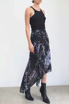 Юбка-Миди с асимметричным подолом с абстрактным животным принтом Religion, синий