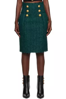 Юбка миди с бахромой Balmain, цвет vert