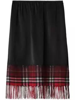 Юбка миди с бахромой Burberry, черный