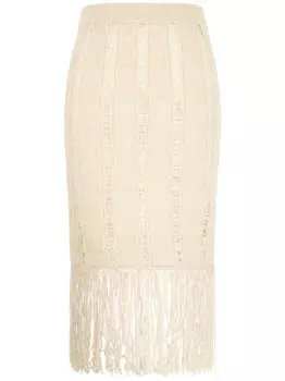 Юбка миди с бахромой REMAIN, белый