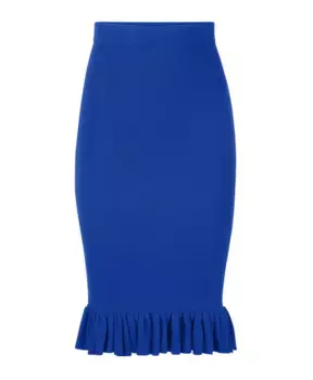 Юбка миди с баской и рюшами Nina Ricci, синий