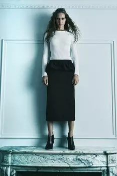 Юбка миди с баской ZARA, черный