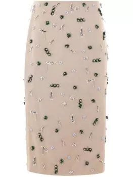 Юбка миди с бисером Christopher Esber, нейтральный цвет