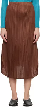 Юбка миди с более толстыми низами 2 PLEATS PLEASE ISSEY MIYAKE, коричневый