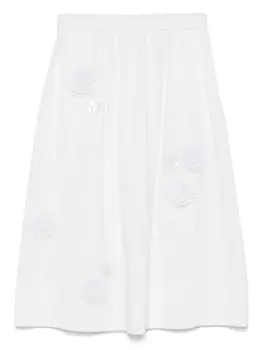 Юбка миди с цветочной аппликацией Odeeh, белый