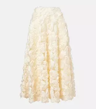 Юбка миди с цветочной аппликацией Rotate, Egret