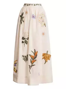 Юбка миди с цветочной вышивкой AGUA BY AGUA BENDITA, нейтральный