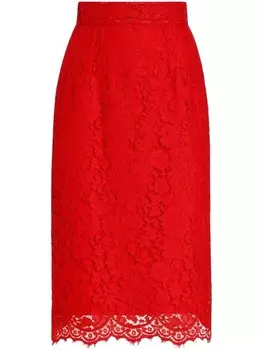Юбка миди с цветочным кружевом Dolce & Gabbana, красный