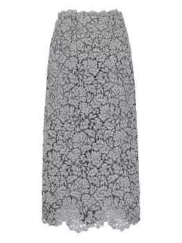 Юбка миди с цветочным кружевом Ermanno Scervino, серый