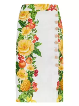 Юбка миди с цветочным принтом FARM Rio, белый