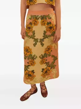 Юбка миди с цветочным принтом FARM Rio, нейтральный