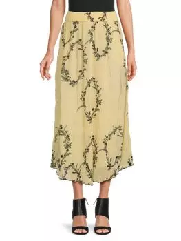 Юбка миди с цветочным принтом Georgette Ganni, бежевый