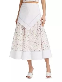 Юбка-миди с цветочным принтом и запахом на талии Rosie Assoulin White multicolor