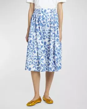 Юбка миди с цветочным принтом Marni, цвет Iris Blue