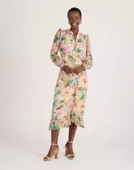 Юбка миди с цветочным принтом Naf Naf, мультиколор