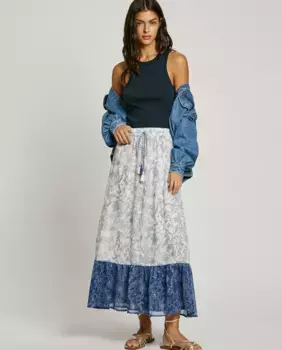 Юбка миди с цветочным принтом Pepe Jeans, синий