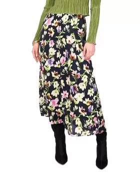 Юбка миди с цветочным принтом VINCE CAMUTO, черный