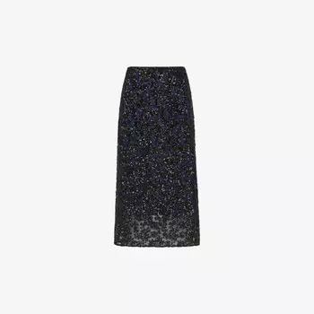 Юбка миди с цветочным узором и пайетками Whistles, черный