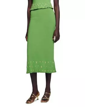 Юбка миди с декоративными украшениями Charm Sandro, зеленый