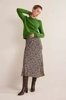 Юбка миди с диагональной посадкой Boden, зеленый