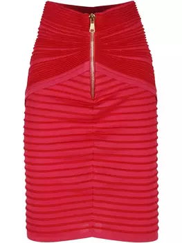 Юбка миди с драпировкой Balmain, красный