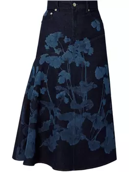 Юбка миди с драпировкой ERDEM, синий