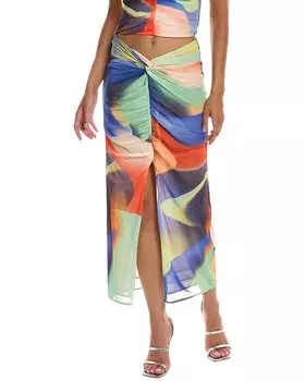 Юбка миди с драпировкой и разрезом спереди от Nicholas Monroe, зеленый