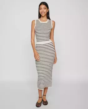 Юбка миди с горизонтальными полосками Vila, черный