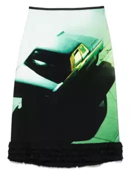 Юбка миди с графичным принтом JIL SANDER, зеленый