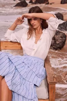 Юбка миди с каскадной полоской Mint Velvet, синий