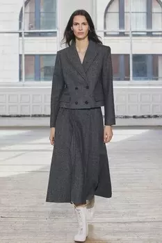 Юбка миди с коробчатыми складками ZARA, серый