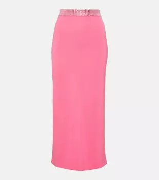 Юбка миди с кристаллами David Koma, розовый