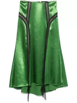 Юбка миди с кружевной отделкой Rochas, зеленый