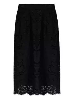 Юбка миди с кружевным фестончатым подолом DOLCE & GABBANA, черный