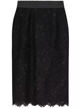 Юбка миди с кружевными вставками Dolce & Gabbana, черный