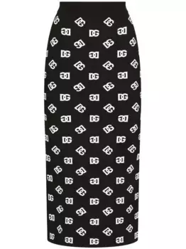 Юбка миди с логотипом DOLCE & GABBANA, черный