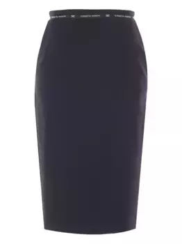 Юбка миди с логотипом Elisabetta Franchi, черный
