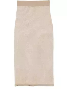 Юбка миди с логотипом FF FENDI, нейтральный